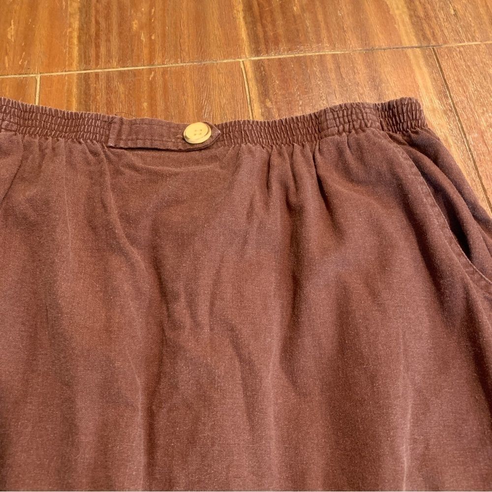 Stonebridge Brown Linen MIDI Skirt Ric Rac Animal Print Teacher XL - Picture 5 of 8
